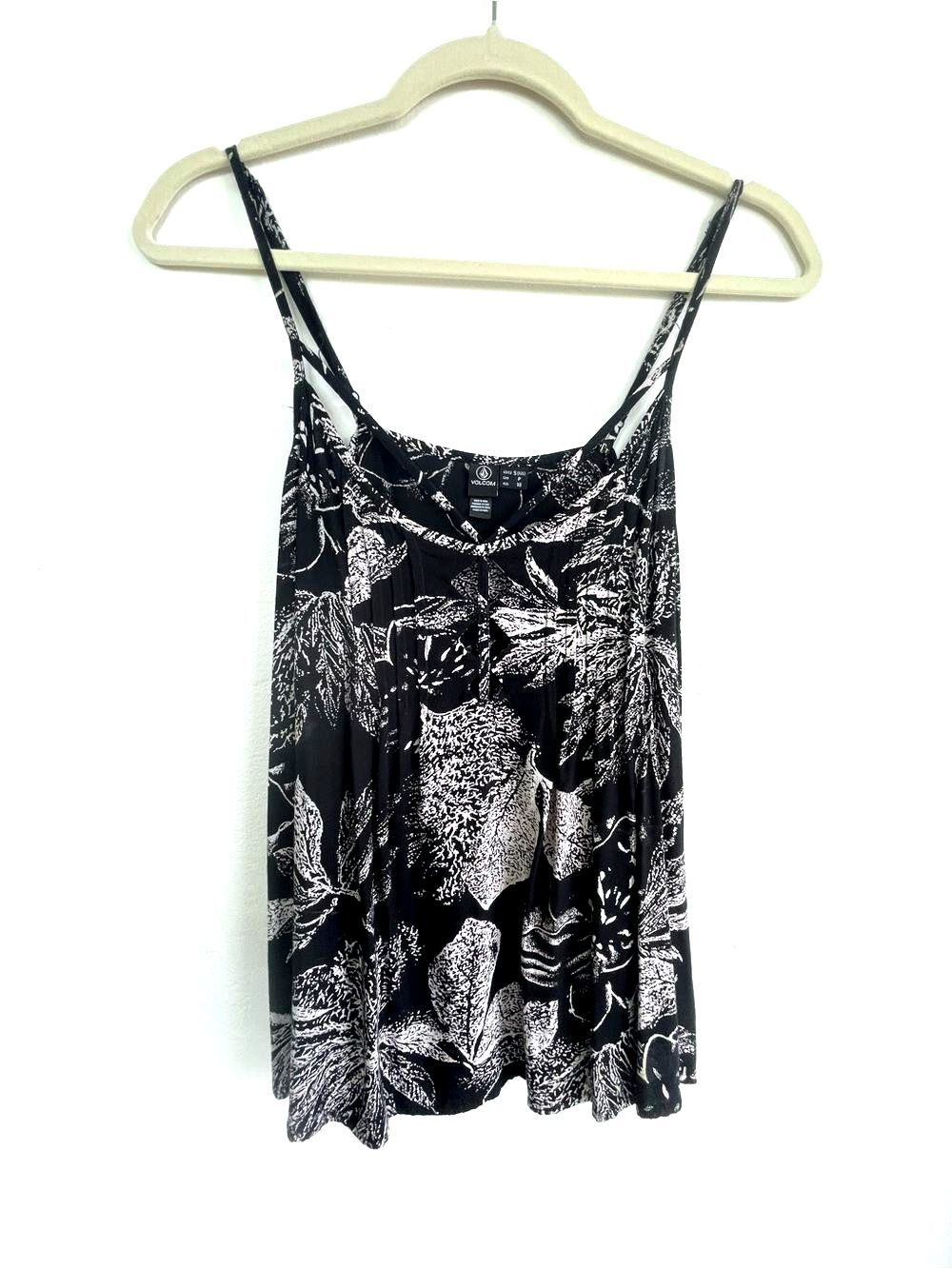 Volcom Flowy Black and White Floral Scoop Top